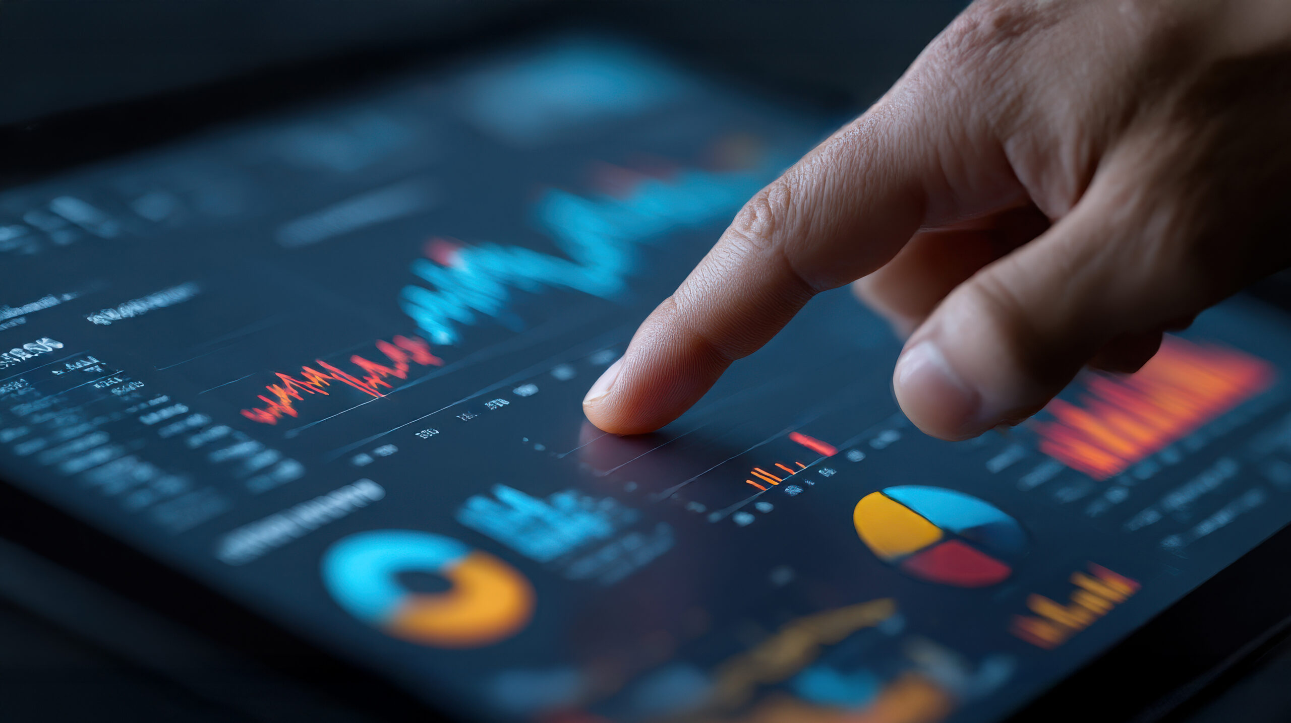 Home analyzing financial data trends office environment digital analy